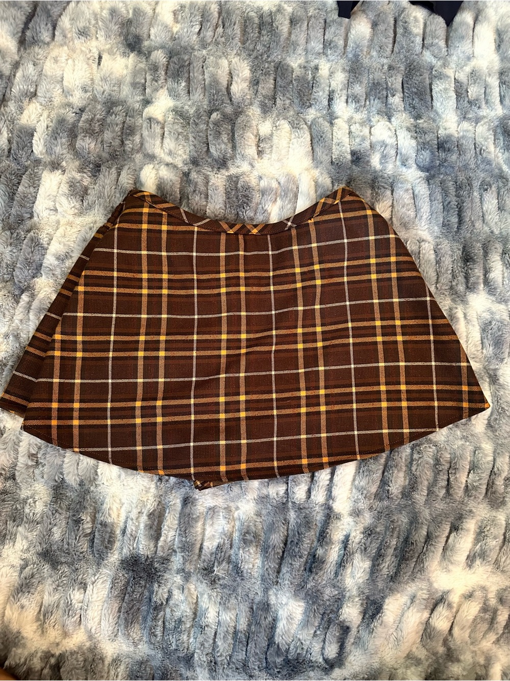 Free People Brown Plaid A-Line Mini Skort